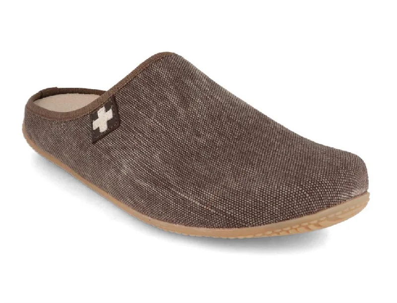 Living Kitzbuehel Women Cotton Slippers 'Swiss Cross', Wood