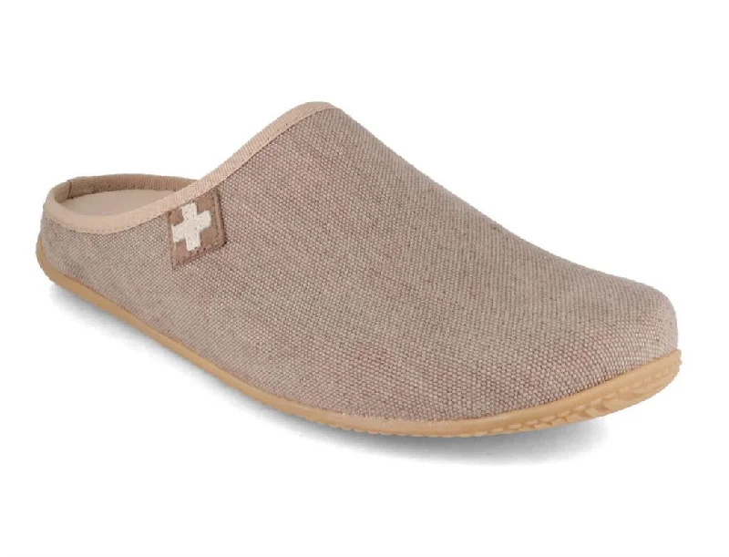 Living Kitzbuehel Women Cotton Slippers 'Swiss Cross', Linen