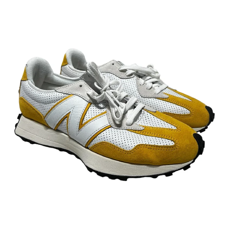 NEW BALANCE/Low-Sneakers/US 11.5/Leather/WHT/yellow accents