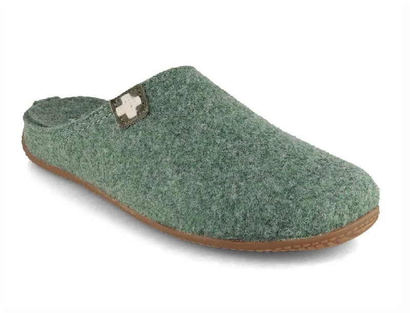 Living Kitzbühel Women Men Felt Slippers 'Swiss Cross', forest