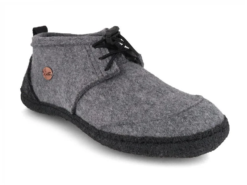 WoolFit Men Women Barefoot Slippers 'Nomad', light gray black