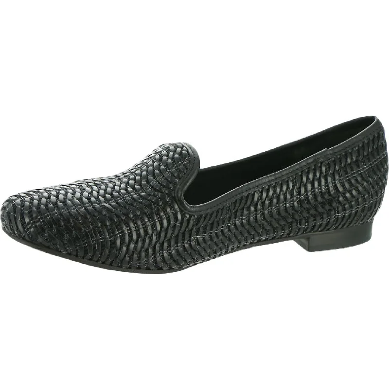 Foster Womens Woven Slip On Smoking Loafers