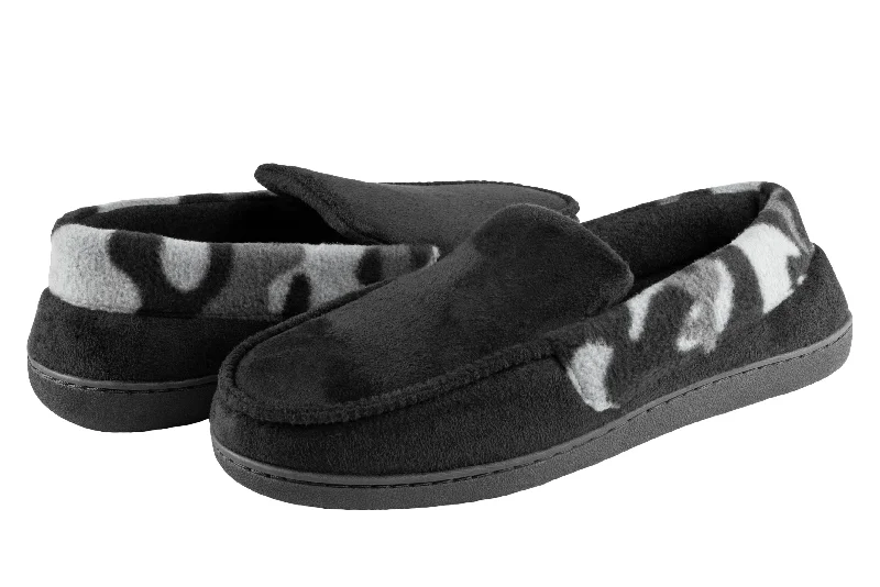 Men's Faux Suede Moccasin with Camo Fleece Cuff