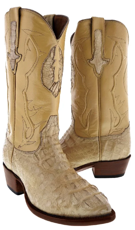 Men's Rustic Sand All Real Crocodile Skin Hornback Cowboy Boots J Toe - BD1