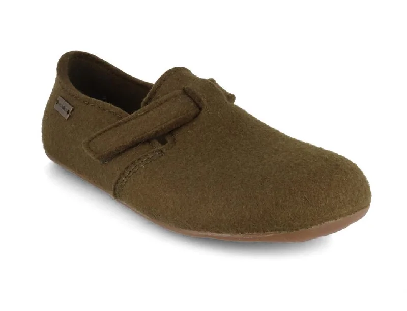 HAFLINGER Women Men Closed Heel Velcro Slippers 'Everest Focus', olive