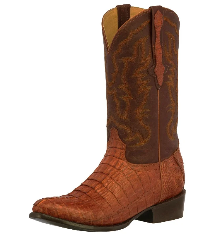 Mens Cognac Crocodile Tail Skin Cowboy Boots - Round Toe