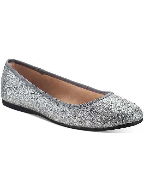 Angelyn Womens Glitter Slip-On Ballet Flats