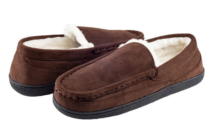 Men's Faux Suede Moccasin with Faux Fur Sock and Lining