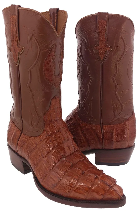 Chedron Leather Cowboy Boots Real Crocodile Tail Skin J Toe