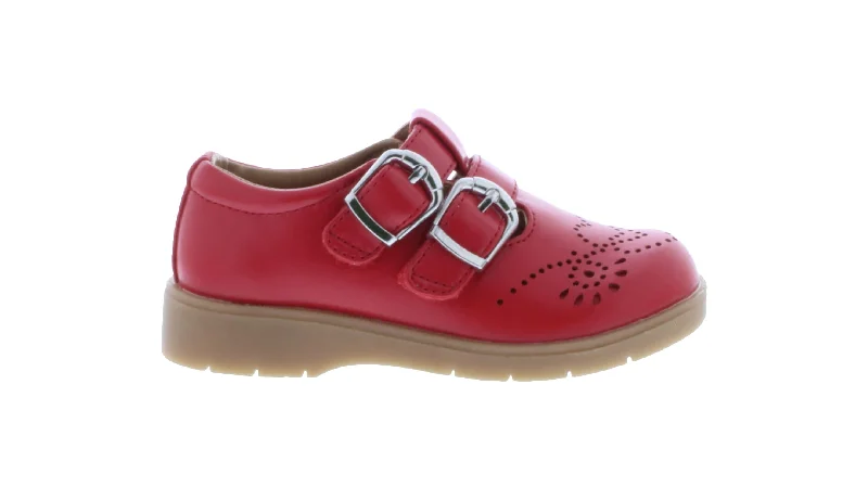 Girls Faux Buckle School Shoe