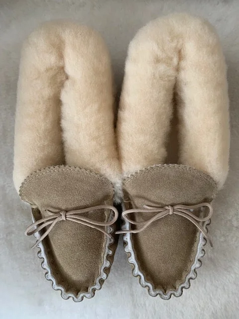 Luxury Sheepskin Lined Moccasin with Sheepskin Collar and Soft sole | Cheryl