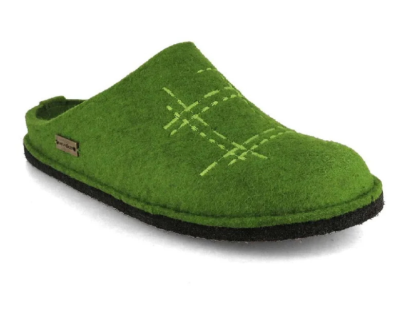 HAFLINGER Men Women Felt Slippers 'Flair Crossroad', green