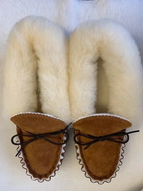 Luxury Sheepskin Lined Moccasin with Sheepskin Collar and Hard Sole | Karen