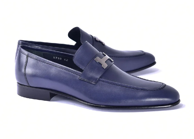 Corrente 5760 Burnished Calfskin Loafer - Navy