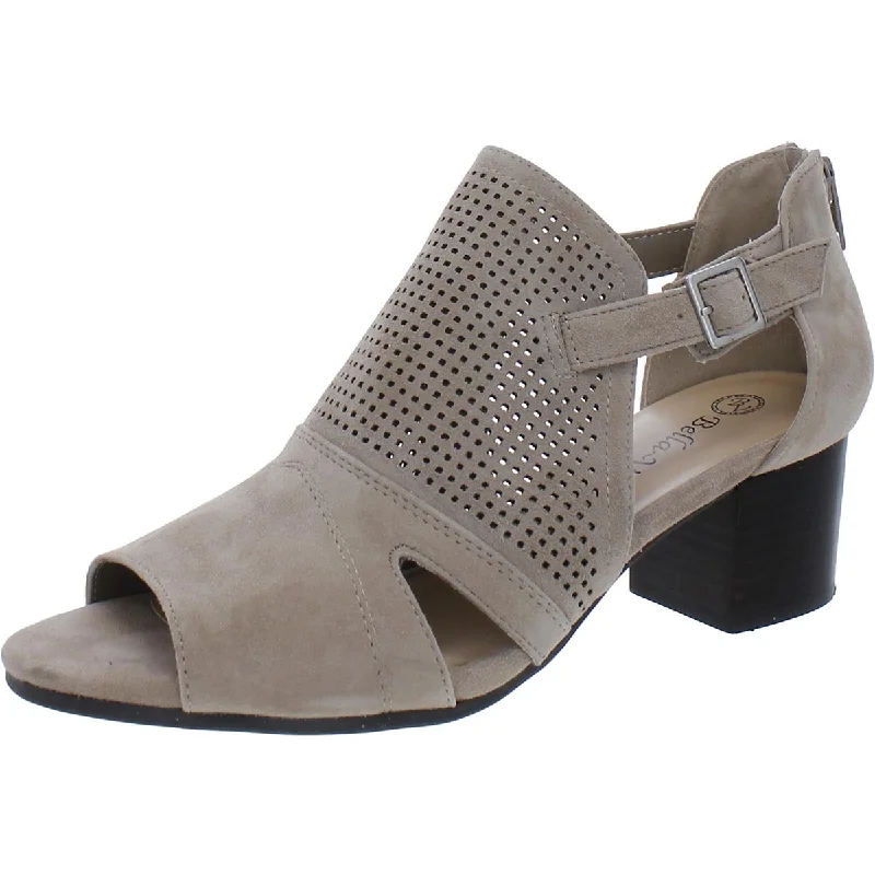 Bella Vita Womens Illiana Suede Open Toe Block Heels