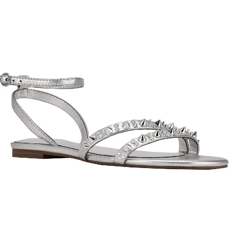 Guess Womens Teagin Faux Leather Studded Ankle Strap