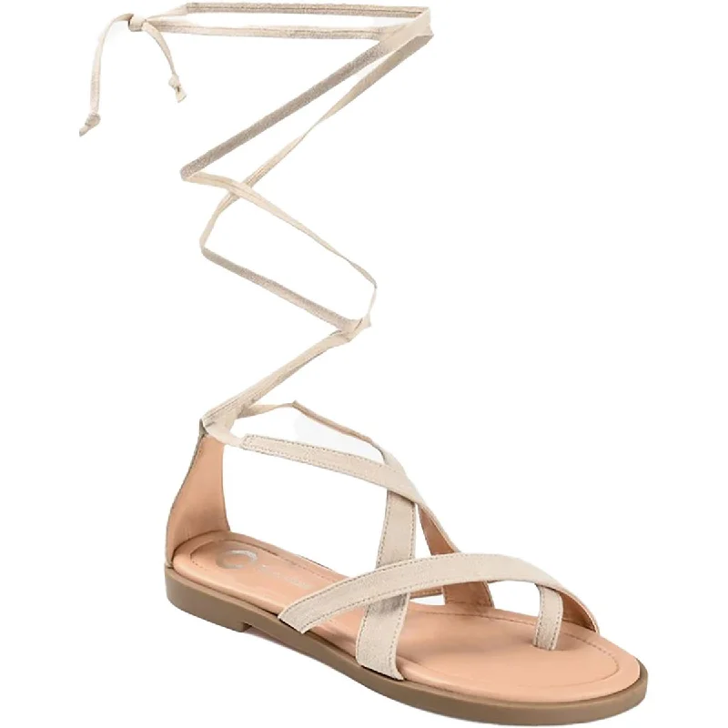 Journee Collection Womens Charlee Open Toe Ankle Tie Strappy Sandals