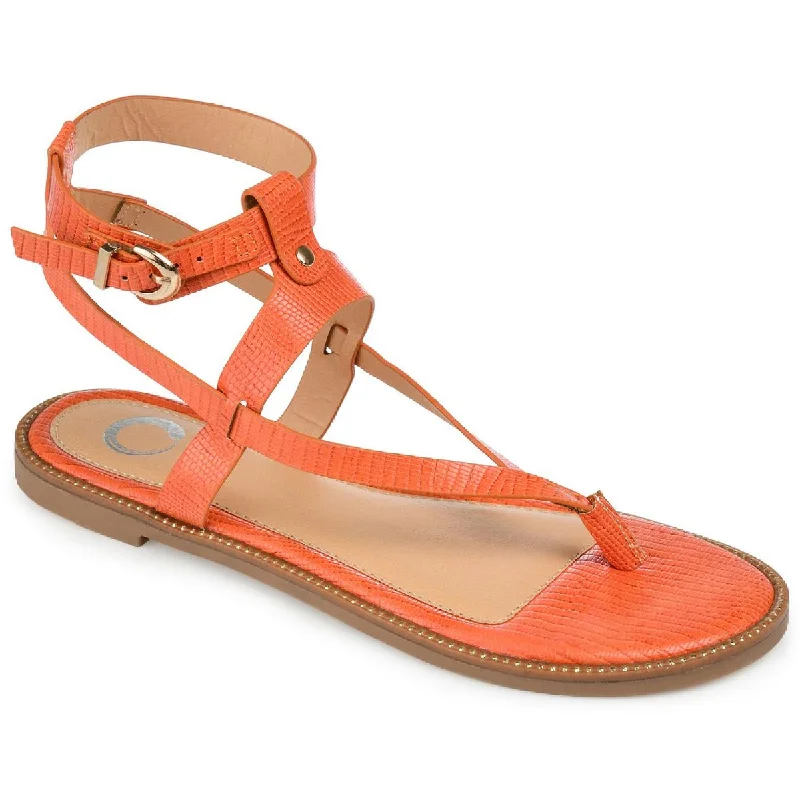 Journee Collection Womens Tangie Faux Leather Buckle Slingback Sandals