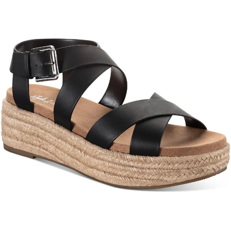 Style & Co. Womens Emalinee Faux Leather Slingback Wedge Sandals