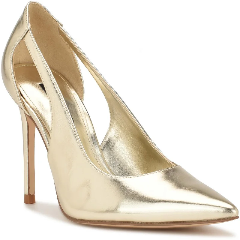 Nine West Womens Favon Faux Leather Metallic Pumps