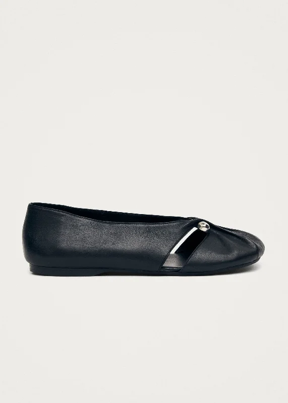 Ravena Black Leather Ballet Flats