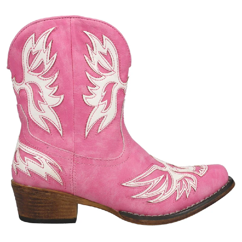 Amelia Tooled Inlay Snip Toe Cowboy Booties