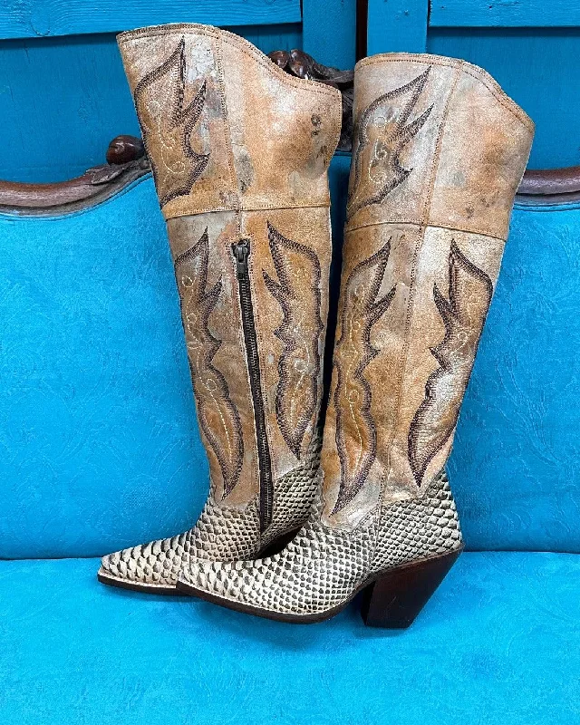 Dan Post Women's Aretha Honey Faux Python Leather Cowgirl Boot DP4399