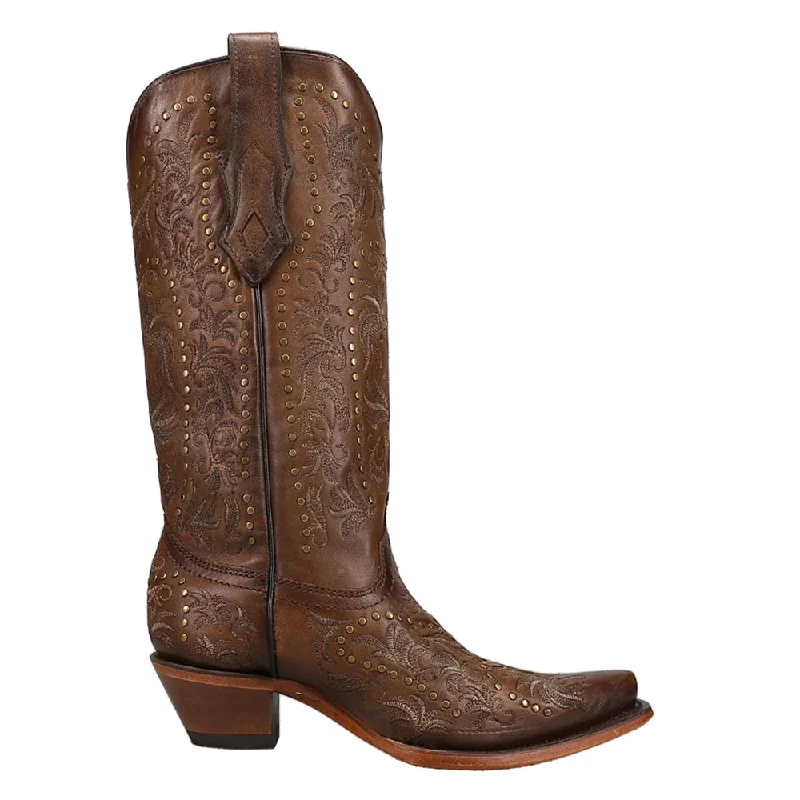 Maple Embroidered Studded Snip Toe Cowboy Boots