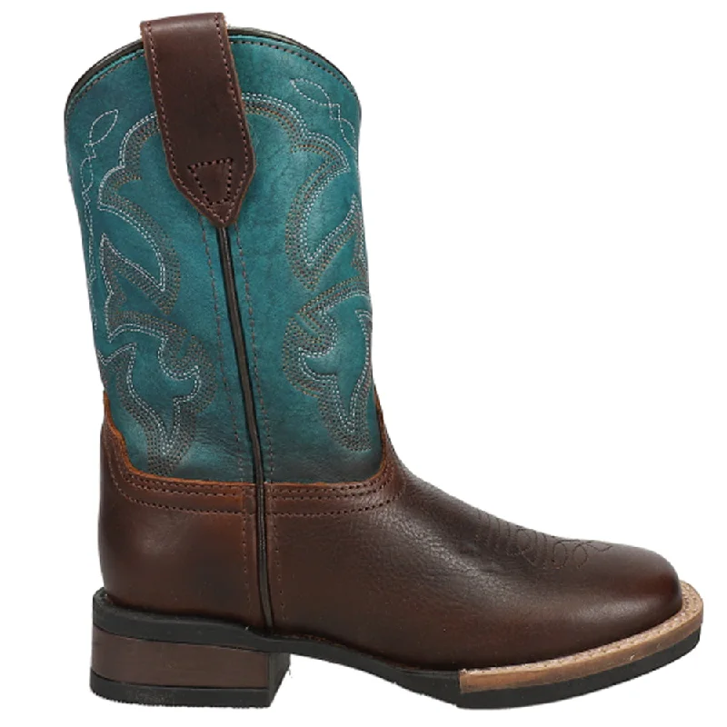 Monterey Blue Square Toe Cowboy Boots (Big Kid)